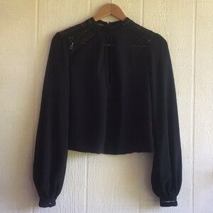 Tularosa Black Lace Detail Blouse